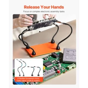 magnetic helping hands soldering station 4 flexible arms third hand tool with alligator clips non slip heavy duty steel base soldering helping hands for electronic repair craft hobby diy 1.jpg