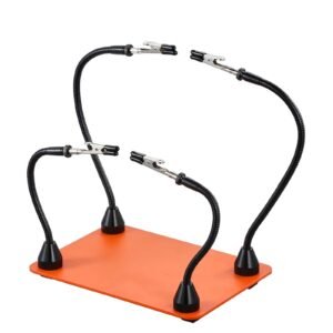 magnetic helping hands soldering station 4 flexible arms third hand tool with alligator clips non slip heavy duty steel base soldering helping hands for electronic repair craft hobby diy.jpg