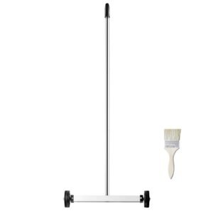 Magnetic Sweeper with Wheels, 15inch Mini Magnetic Sweeper, 8 lbs Capacity, Adjustable Handle, Lightweight Magnetic Pickup Sweeper to Pick Up Nails and Screws, Easy Cleanup of Workshop Garage
