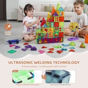 magnetic tiles 180 pcs magnetic building blocks for kids magnet building set with 2 car bases ferris wheel stand stem educational construction stacking toys for toddlers boys girls aged 5 1.jpg