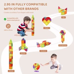 magnetic tiles 180 pcs magnetic building blocks for kids magnet building set with 2 car bases ferris wheel stand stem educational construction stacking toys for toddlers boys girls aged 5 4.jpg
