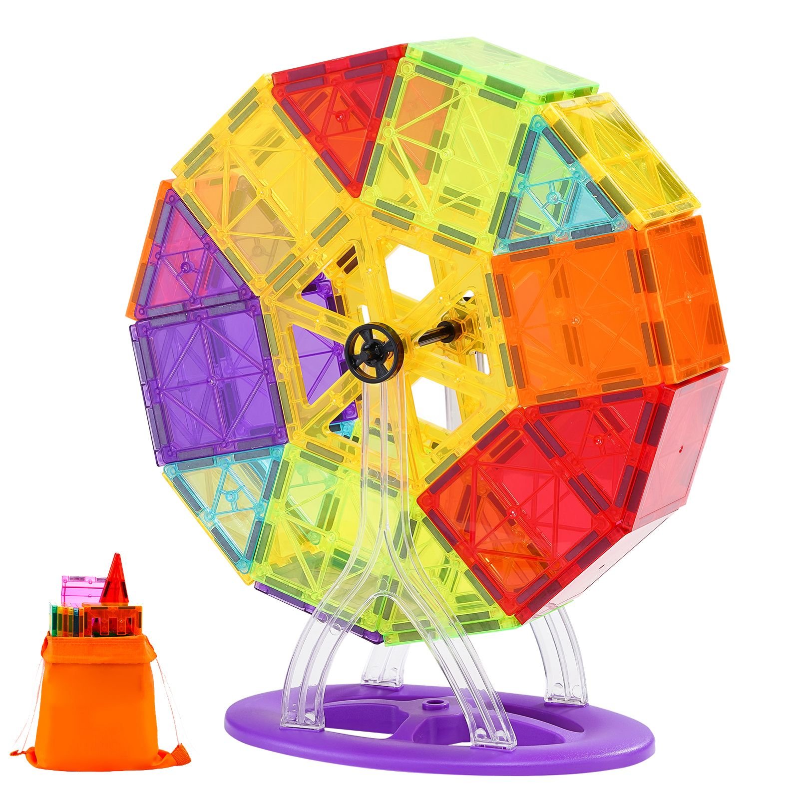 magnetic tiles 180 pcs magnetic building blocks for kids magnet building set with 2 car bases ferris wheel stand stem educational construction stacking toys for toddlers boys girls aged 5.jpg