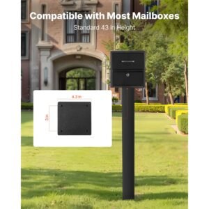 mailbox post 43 x 4 x 4 inches steel in ground mounting mail box stand with powder coating surface heavy duty metal post sleeve kit for outside curbside residential use easy install black 2.jpg
