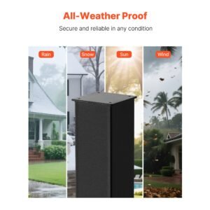 mailbox post 43 x 4 x 4 inches steel in ground mounting mail box stand with powder coating surface heavy duty metal post sleeve kit for outside curbside residential use easy install black 4.jpg