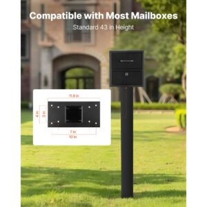 mailbox post 43 x 4 x 4 inches steel in ground mounting mail box stand with universal plate bracket heavy duty metal post sleeve kit for outside curbside residential use powder coated black 2.jpg
