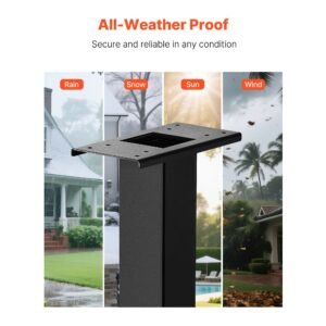 mailbox post 43 x 4 x 4 inches steel in ground mounting mail box stand with universal plate bracket heavy duty metal post sleeve kit for outside curbside residential use powder coated black 4.jpg
