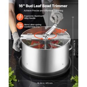 manual bud leaf trimmer, 16 in reaper bowl bud trimmer with stainless steel blades, visual cutting, wet & dry hydroponic cutting machine with tray, twisted spin cut for plant buds flowers