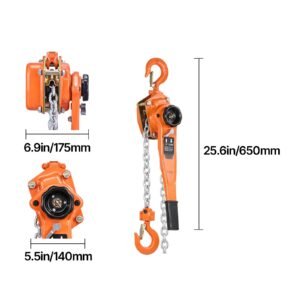 manual lever chain hoist 1 12t 3300lbs capacity heavy duty come along 20ft lift g80 alloy steel chain with dual pawl mechanical brake360rotating hooks for warehouse construction garage 4.jpg