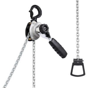 Manual Lever Chain Hoist, 1/2T 1100LBS Capacity Heavy Duty Come Along, 5FT Lift G80 Alloy Steel Chain With Dual Pawl Mechanical Brake,360°Rotating Hooks, for Warehouse Construction Garage