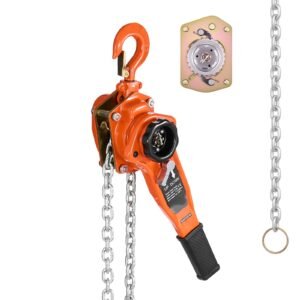 Manual Lever Chain Hoist, 1T 2200LBS Capacity Heavy Duty Come Along, 10FT Lift G80 Alloy Steel Chain With Dual Pawl Mechanical Brake,360°Rotating Hooks, for Warehouse Construction Garage