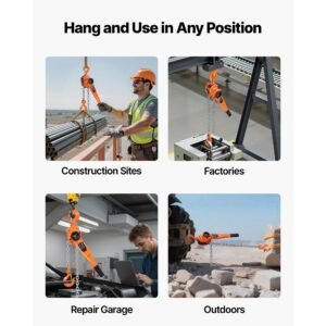 manual lever chain hoist 3t 6600lbs capacity heavy duty come along 20ft lift g80 alloy steel chain with dual pawl mechanical brake360rotating hooks for warehouse construction garage 4.jpg