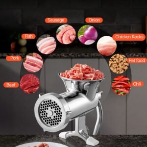 manual meat grinder 304 stainless steel hand meat grinder with steel table clamp meat mincer sausage maker 2 cutting plates cookie attachment sausage tube for beef pepper mushroom cookie 5.jpg