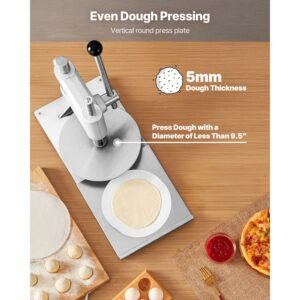 manual pizza dough press machine 95 inch pizza pastry press plate stainless steel bread presser commercial chapati sheet crust maker forming machine with handle and 100 pcs parchment paper 3.jpg
