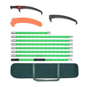 Manual Pole Saw, 3.87-27 ft Extendable Pole Tree Pruner, Sharp 65Mn Steel Blade, Lightweight Fiberglass Handle Pole, Double-Hook Saw for High Branch Trimming, Pruning Tool for Palms, Shrubs