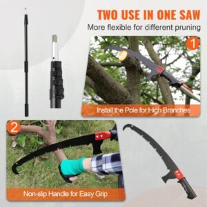 manual pole saw 49 20 ft extendable tree pruner sharp steel blade for high branches trimming with lightweight aluminum alloy handle and a chenille brush for pruning palms and shrubs 1.jpg