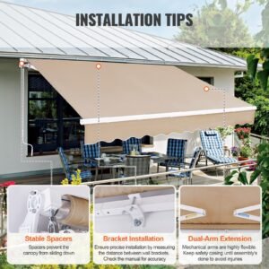 manual retractable awning 10 x 8 ft outdoor patio awning retractable sun shade water resistant polyester patio door window awning sunshade shelter with crank handle for backyard balcony 4.jpg