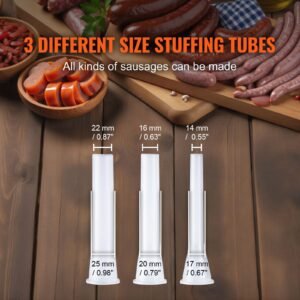 manual sausage stuffer 2 l 5 lbs vertical sausage machine with g type clamp food grade 304 stainless steel barrel with 2 stuffing tubes for home kitchen restaurant commercial 3.jpg