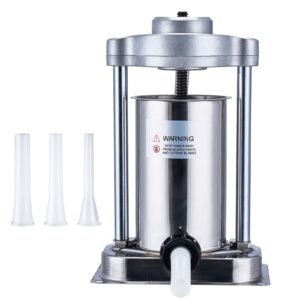 manual sausage stuffer 2 l 5 lbs vertical sausage machine with g type clamp food grade 304 stainless steel barrel with 2 stuffing tubes for home kitchen restaurant commercial.jpg