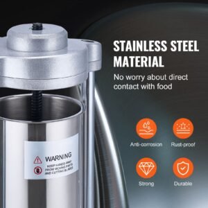manual sausage stuffer 2 l 5 lbs vertical sausage machine with g type clamp food grade 304 stainless steel barrel with 2 stuffing tubes for home kitchen restaurant commercial 4.jpg