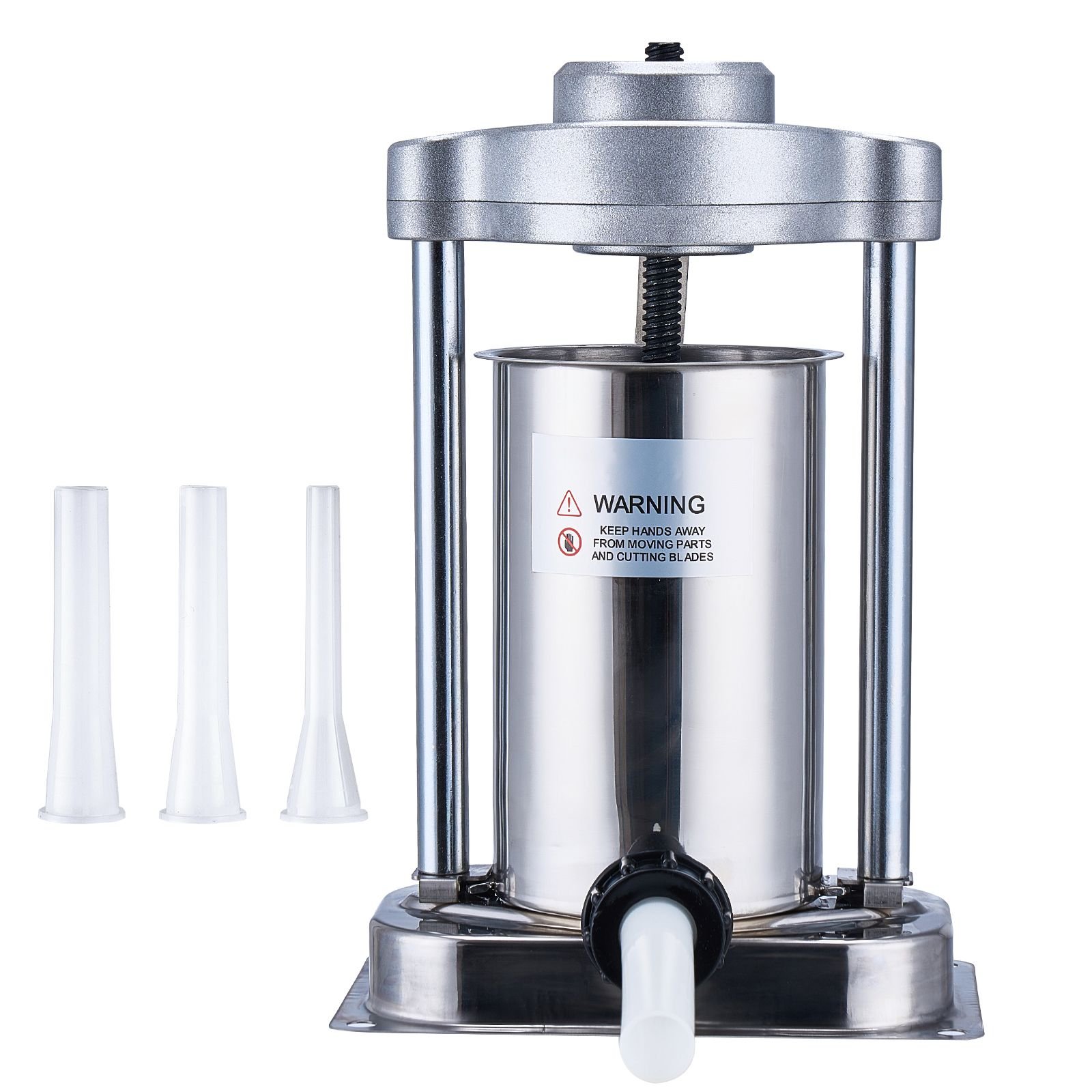 manual sausage stuffer 2 l 5 lbs vertical sausage machine with g type clamp food grade 304 stainless steel barrel with 2 stuffing tubes for home kitchen restaurant commercial.jpg