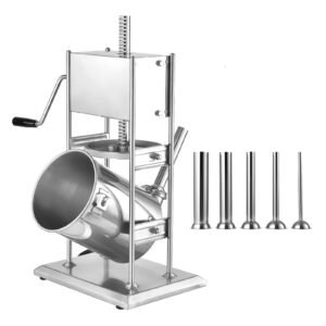 Manual Sausage Stuffer, 22 LBS / 10 L Vertical Meat Stuffer, Dual-Speed Sausage Casing Meat Filling Machine, Stainless Steel Heavy Duty Filler with 5 Stuffing Tubes, for Commercial & Home Use