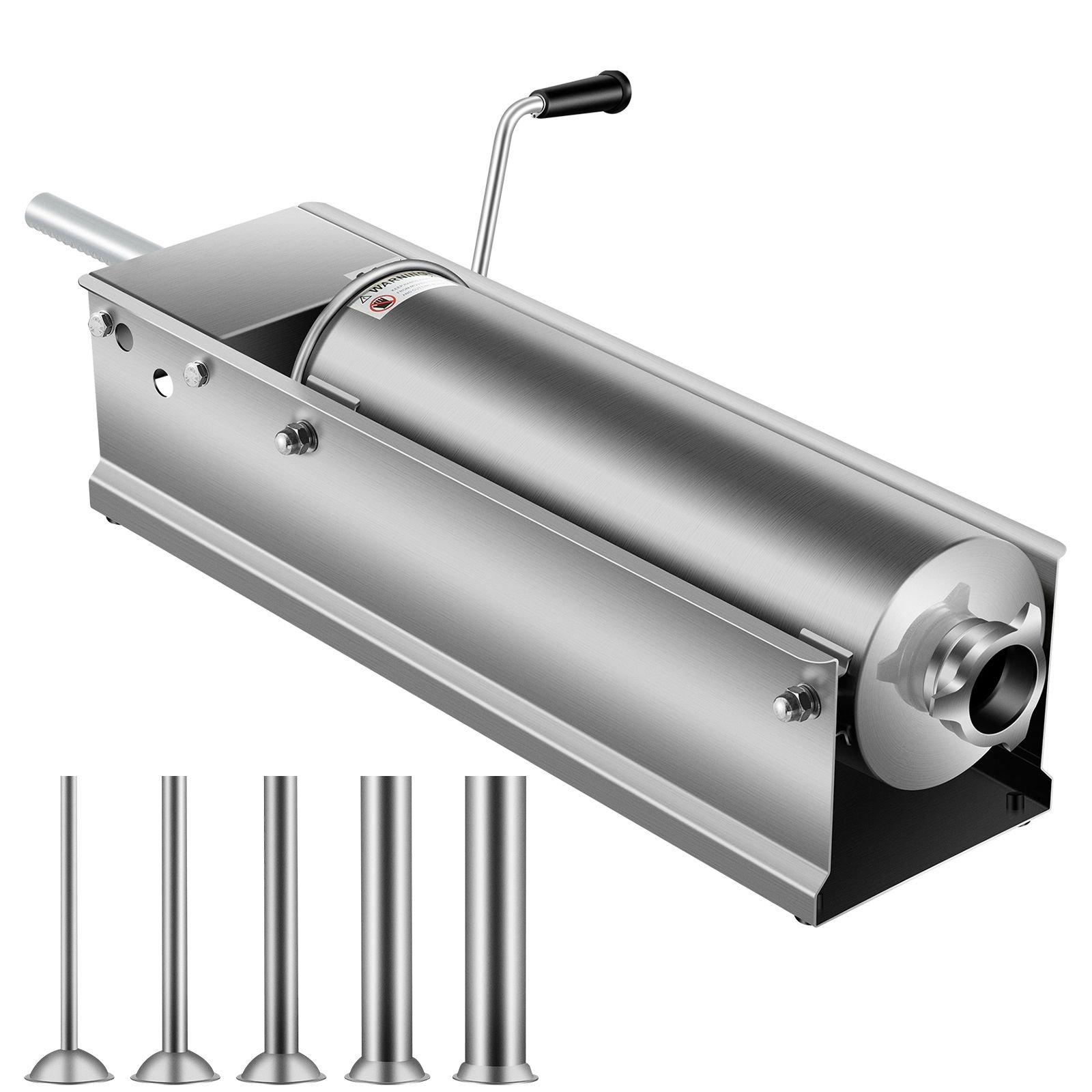 manual sausage stuffer, 7 l / 15 lbs horizontal sausage machine, dual speed meat stuffer, made of food grade 304 stainless steel, includes 5 stuffing tubes, for home kitchen restaurant commercia