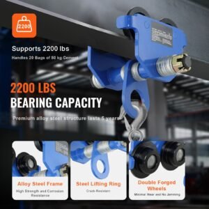 manual trolley 2200 lbs1 ton load capacity push beam trolley with dual wheels adjustable for i beam flange width 25 to 7 heavy duty alloy steel garage hoist for straight curved i beam 5.jpg