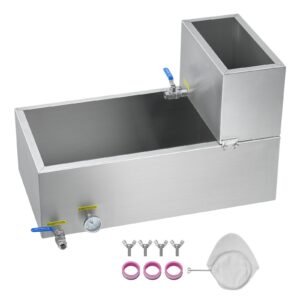 Maple Syrup Evaporator Pan, 19.6 Gallon, 285 Cups of 8.8oz Maple Syrup, Flat Evaporator Pan with Thermometer, 2 Valves and 3 Heating Methods, 304 Stainless Steel Maple Syrup Pan for Home