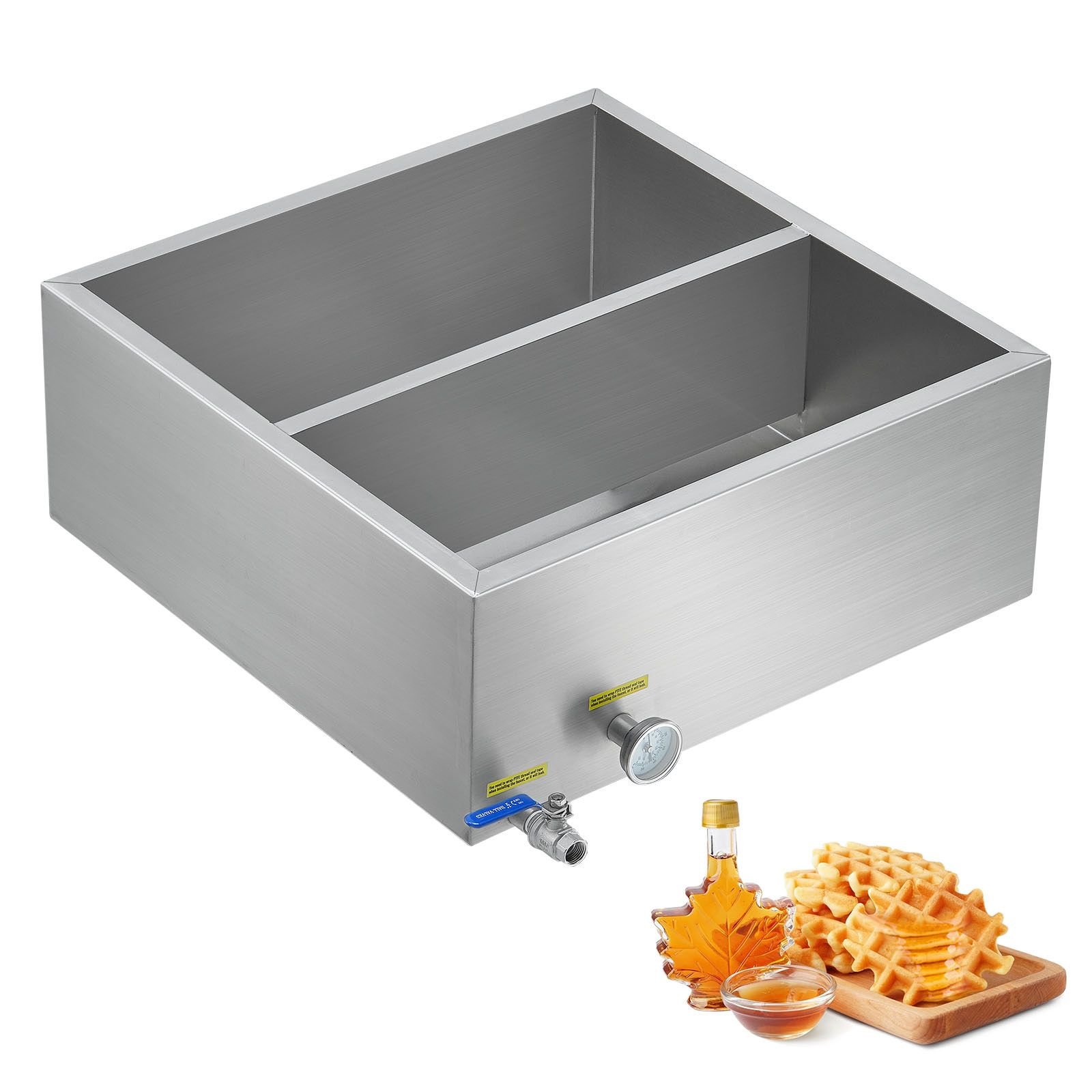 maple syrup evaporator pan, 23.6 gallon, 343 cups of 8.8oz maple syrup, flat evaporator pan with thermometer, 1 valve and 3 heating methods, 304 stainless steel maple syrup pan for home, outdoor