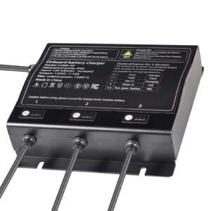 Marine Battery Charger, 3-Bank, 10A 12V Onboard Boat Charger, IP68 Waterproof Smart On-Board Battery Charger, for Lithium-Ion (LiFePO4), NCM, Lead-Acid Batteries, Large Boat, Yacht, RV, Trailer