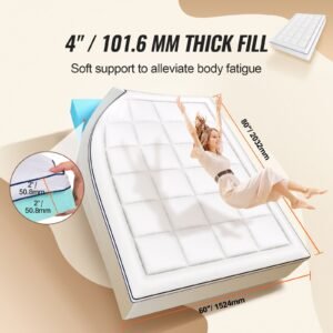 mattress topper queen size 4 in thickness memory foam fiber fill detachable washable ergonomically designed for pressure relief comfortable cooling breathable ideal for hot sleepers 1.jpg