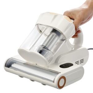 Mattress Vacuum Cleaner, 550W Bed Vacuum Cleaner with 18Kpa Powerful Suction and Dual Dust Bin, HEPA Filter & Heating, Ultrasound Tech & Cleaning Lights, Handheld for Bed, Sofa, Corded, White