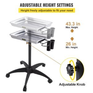 mayo stand medical tray height adjustable stainless steel salon tray easy assemble tattoo cart lab tray with 2 cups 1 metal ring for spa clinic personal care lab hospital dentistry silver 3.jpg