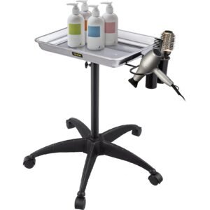 mayo stand medical tray height adjustable stainless steel salon tray easy assemble tattoo cart lab tray with 2 cups 1 metal ring for spa clinic personal care lab hospital dentistry silver.jpg