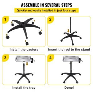 mayo stand medical tray height adjustable stainless steel salon tray easy assemble tattoo cart lab tray with 2 cups 1 metal ring for spa clinic personal care lab hospital dentistry silver 5.jpg