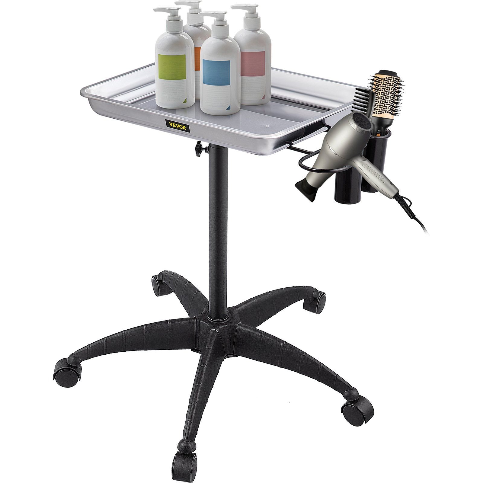 mayo stand medical tray height adjustable stainless steel salon tray easy assemble tattoo cart lab tray with 2 cups 1 metal ring for spa clinic personal care lab hospital dentistry silver.jpg