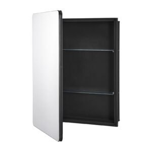 Medicine Cabinet, 24 x 30 inch, Medicine Cabinet for Bathroom with Mirror, Aluminum Frame Bathroom Wall Cabinet, 2-layer Adjustable Shelves, Recessed & Wall-mounted Installation