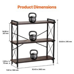 metal bookshelf 3 tier industrial bookshelf small rustic storage display bookcase with open shelves freestanding display vintage shelving unit storage rack for living room bedroom office 1.jpg