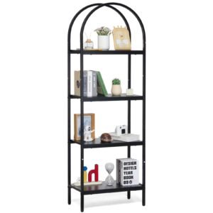 metal bookshelf 4 tier arched industrial bookshelf small rustic vintage storage bookcase with open shelves freestanding display shelving unit storage rack for living room bedroom office 4.jpg