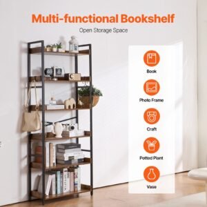 metal bookshelf 6 tier industrial bookshelf tall wide rustic vintage storage bookcase with open shelves freestanding display shelving unit storage rack for living room bedroom office 2.jpg