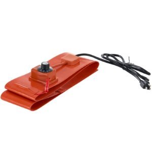 Metal Drum Heater, 1200 Watt 5 inch Width, Pail Heating Band for 55 Gallon Barrel, 86-302Fahrenheit Adjustable Thermostat, High Efficiency Silicone Grease Keg Heater, FCC Listed Orange