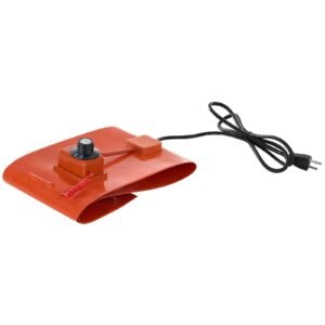 Metal Drum Heater, 800 Watt 7.75 inch Width, Pail Heating Band for 5 Gallon Barrel, 86-302Fahrenheit Adjustable Thermostat, High Efficiency Silicone Grease Keg Heater, FCC Listed Orange