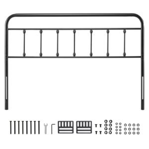 Metal Headboard, Queen Size Headboard with Adjustable Height, Metal Headboard for Queen Size Bed, W59.65 x H40.55 x D1.5 inches, Ideal for Bedroom, Hotel, Homestay, Dormitory, Black