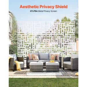 metal privacy screen 47 w x 76 h outdoor privacy screens 3 panel freestanding outdoor divider with stand decorative garden steel privacy fence for balcony patio indoor room hot tub white 1.jpg