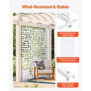 metal privacy screen 47 w x 76 h outdoor privacy screens 3 panel freestanding outdoor divider with stand decorative garden steel privacy fence for balcony patio indoor room hot tub white 2.jpg