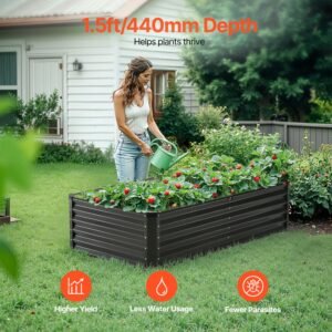 metal raised garden bed 6 x 3 x 15 ft outdoor galvanized planter box with open bottom large planter raised bed for gardening vegetables flowers herbs and succulent plants dark gray 1.jpg