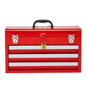 metal tool box 205 inch portable metal tool box with 3 drawers small tool chest with eva liners ball bearing slide drawers locking powder coated finish multi function tool organizer red.jpg