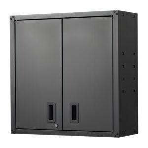 Metal Wall Cabinet, 30W x 12.2D x 30H Inch, Steel Floating Hanging Storage Cabinet with Locking Doors and Adjustable Shelf for Garage, Basement, Kitchen, Warehouse Assembly Required, Black