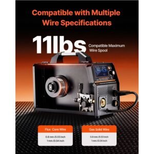 MIG Welder, 160A Synergic Mig Welding Machine, 4-in-1 Gas MIG/Flux Core MIG/Stick/Lift TIG Multi-Process Welder Machine, 110V/220V Dual Voltage Mig Welder with IGBT Inverter & LCD Screen Display