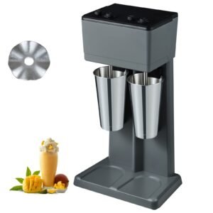 Milkshake Maker, 375W x 2 Electric Milkshake Machine, Double Heads Drink Mixer Blender Machine, 3-Speed Milkshake Mixer with 2 x 820 ml Stainless Steel Cups, for Commercial and Home